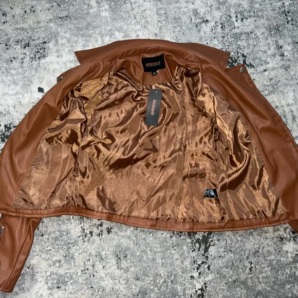 NWT! Ambiance Outerwear Chestnut Leather Jacket - Picture 6 of 8